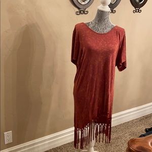 POL Never worn,Versatile burnt orange fringe dress